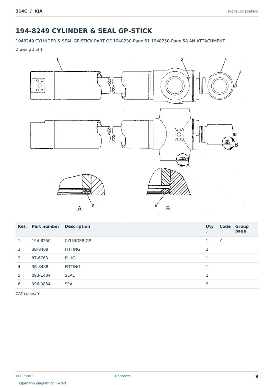 Caterpillar 314C S/N KJA Partsbook XEBP8082 (English) - sample page 9 of 10 Caterpillar 314C S/N KJA Partsbook XEBP8082 (English) - sample page 9 of 10