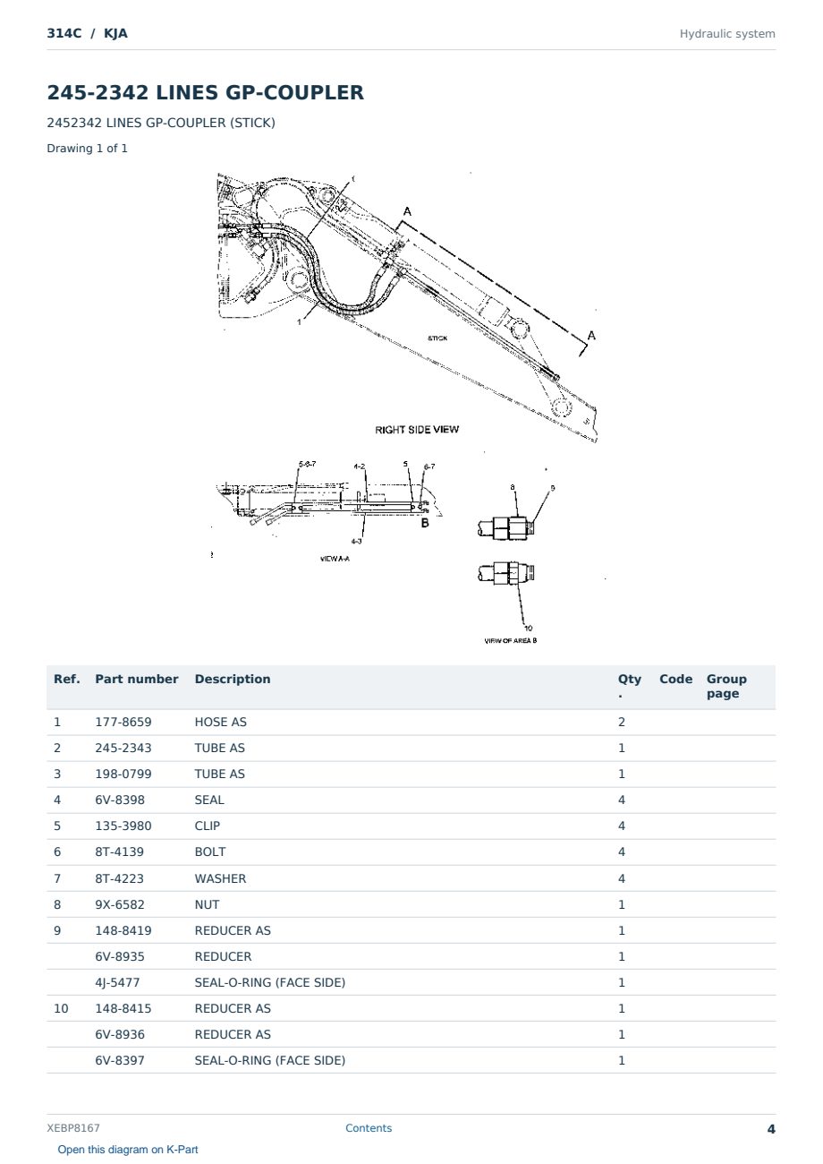 Caterpillar 314C S/N KJA Partsbook XEBP8167 (English) - sample page 4 of 10 Caterpillar 314C S/N KJA Partsbook XEBP8167 (English) - sample page 4 of 10
