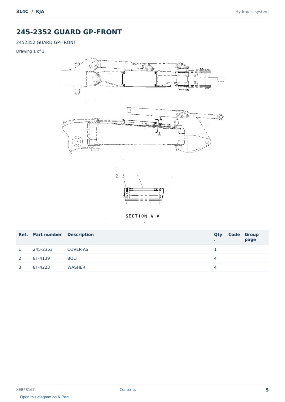 Caterpillar 314C S/N KJA Partsbook XEBP8167 (English) - sample page 5 of 10 Caterpillar 314C S/N KJA Partsbook XEBP8167 (English) - sample page 5 of 10