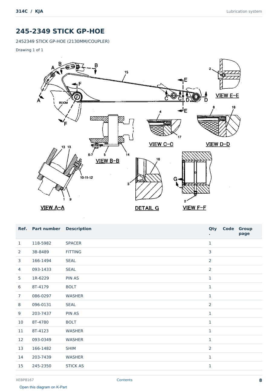 Caterpillar 314C S/N KJA Partsbook XEBP8167 (English) - sample page 8 of 10 Caterpillar 314C S/N KJA Partsbook XEBP8167 (English) - sample page 8 of 10