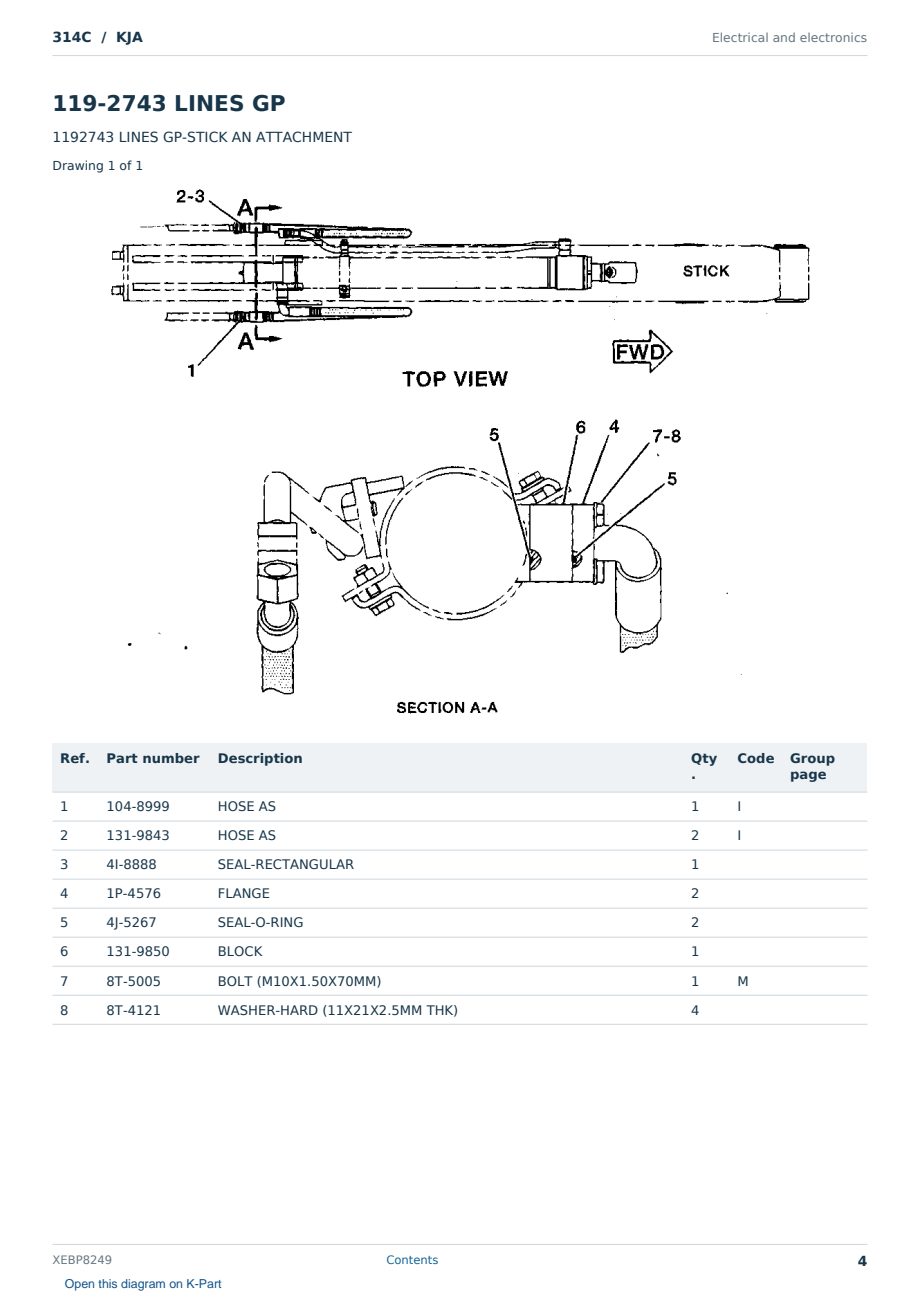 Caterpillar 314C S/N KJA Partsbook XEBP8249 (English) - sample page 4 of 5 Caterpillar 314C S/N KJA Partsbook XEBP8249 (English) - sample page 4 of 5