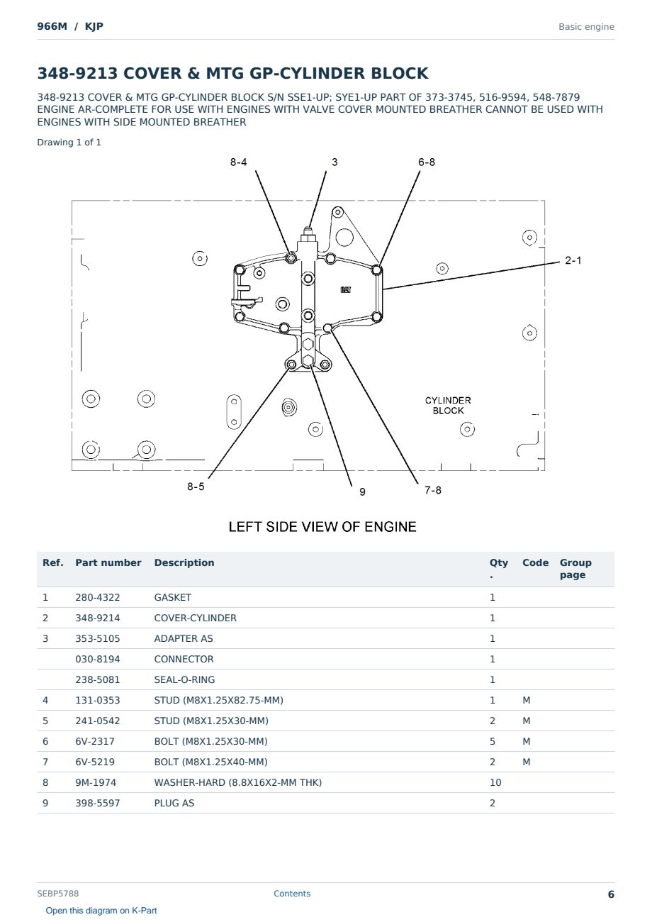 Caterpillar 966M S/N KJP Partsbook SEBP5788 (English) - sample page 6 of 10 Caterpillar 966M S/N KJP Partsbook SEBP5788 (English) - sample page 6 of 10