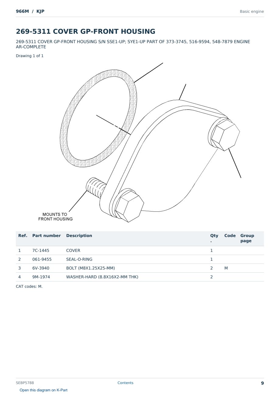 Caterpillar 966M S/N KJP Partsbook SEBP5788 (English) - sample page 9 of 10 Caterpillar 966M S/N KJP Partsbook SEBP5788 (English) - sample page 9 of 10