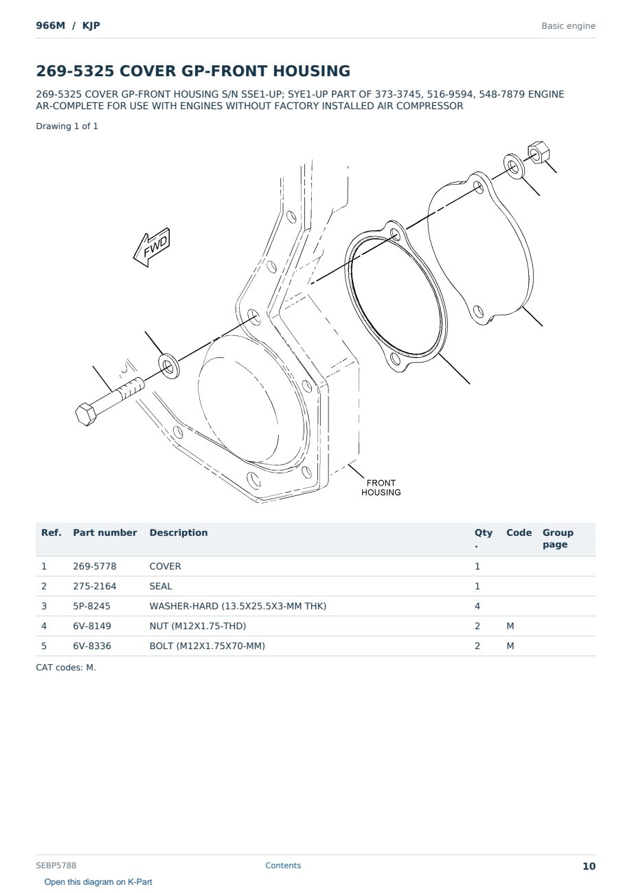Caterpillar 966M S/N KJP Partsbook SEBP5788 (English) - sample page 10 of 10 Caterpillar 966M S/N KJP Partsbook SEBP5788 (English) - sample page 10 of 10