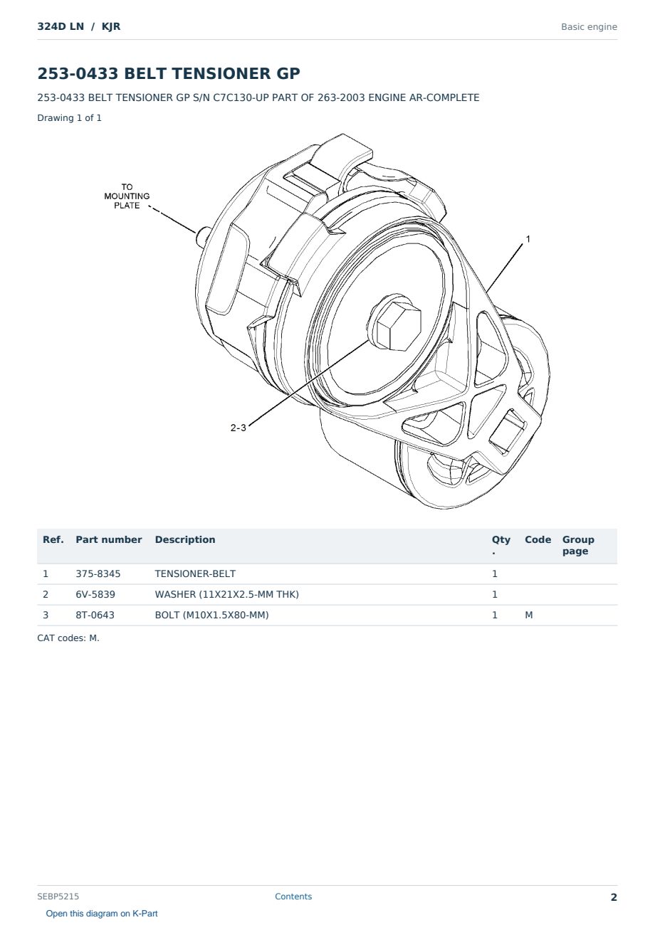 Caterpillar 324D LN S/N KJR Partsbook SEBP5215 (English) - sample page 2 of 10 Caterpillar 324D LN S/N KJR Partsbook SEBP5215 (English) - sample page 2 of 10