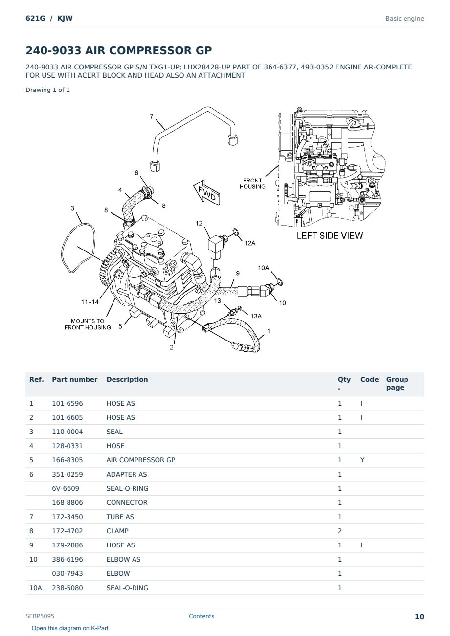 Caterpillar 621G S/N KJW Partsbook SEBP5095 (English) - sample page 10 of 10 Caterpillar 621G S/N KJW Partsbook SEBP5095 (English) - sample page 10 of 10