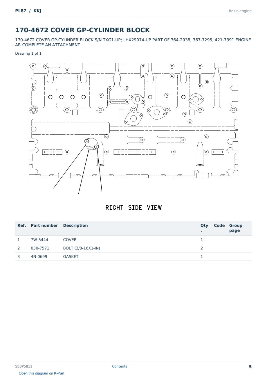 Caterpillar PL87 S/N KKJ Partsbook SEBP5811 (English) - sample page 5 of 10 Caterpillar PL87 S/N KKJ Partsbook SEBP5811 (English) - sample page 5 of 10