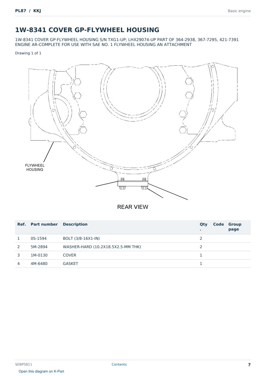 Caterpillar PL87 S/N KKJ Partsbook SEBP5811 (English) - sample page 7 of 10 Caterpillar PL87 S/N KKJ Partsbook SEBP5811 (English) - sample page 7 of 10