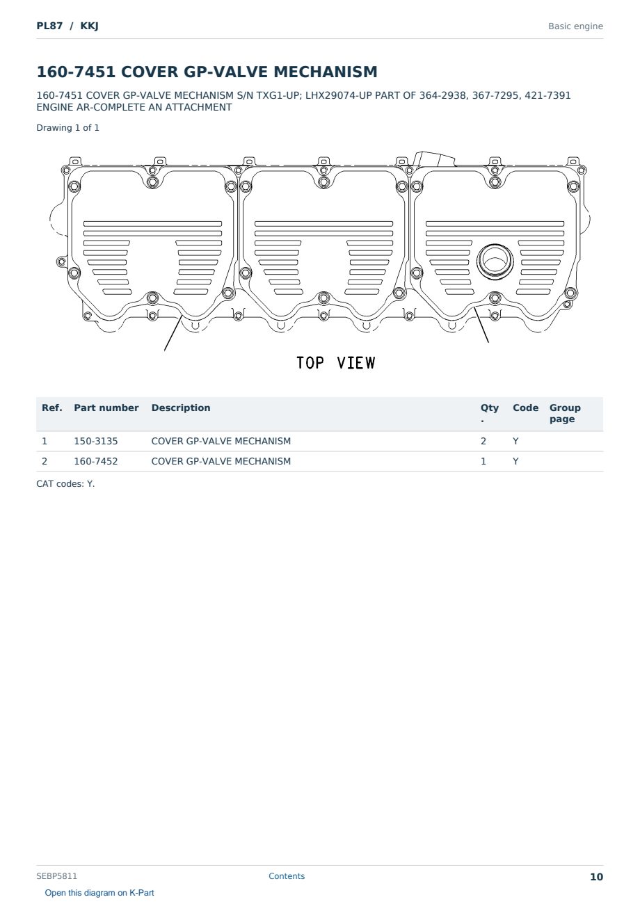 Caterpillar PL87 S/N KKJ Partsbook SEBP5811 (English) - sample page 10 of 10 Caterpillar PL87 S/N KKJ Partsbook SEBP5811 (English) - sample page 10 of 10