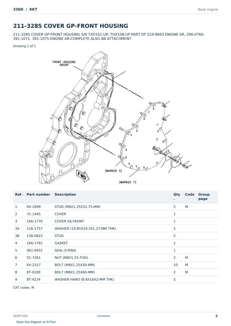 Caterpillar 336D S/N KKT Partsbook SEBP5385 (English) - sample page 7 of 10 Caterpillar 336D S/N KKT Partsbook SEBP5385 (English) - sample page 7 of 10