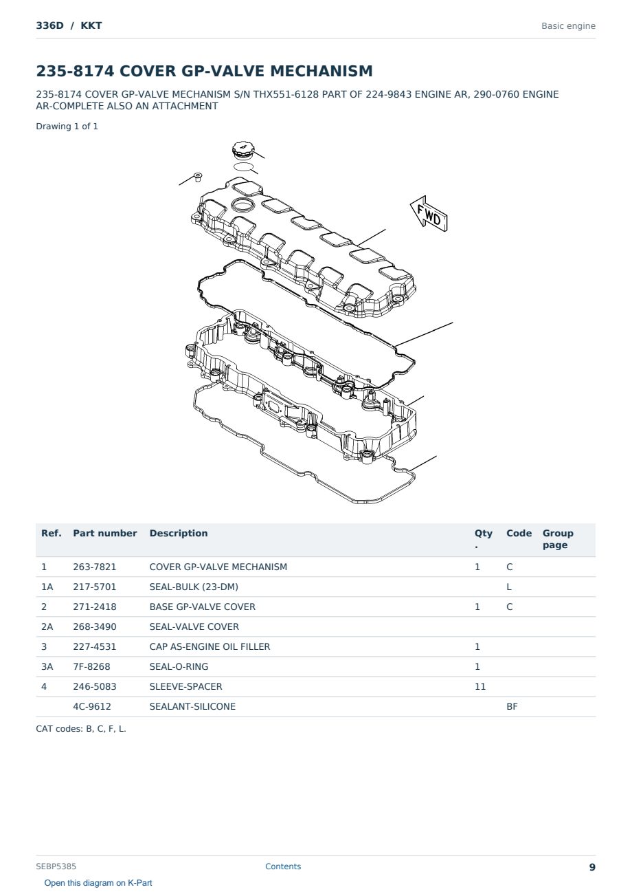 Caterpillar 336D S/N KKT Partsbook SEBP5385 (English) - sample page 9 of 10 Caterpillar 336D S/N KKT Partsbook SEBP5385 (English) - sample page 9 of 10