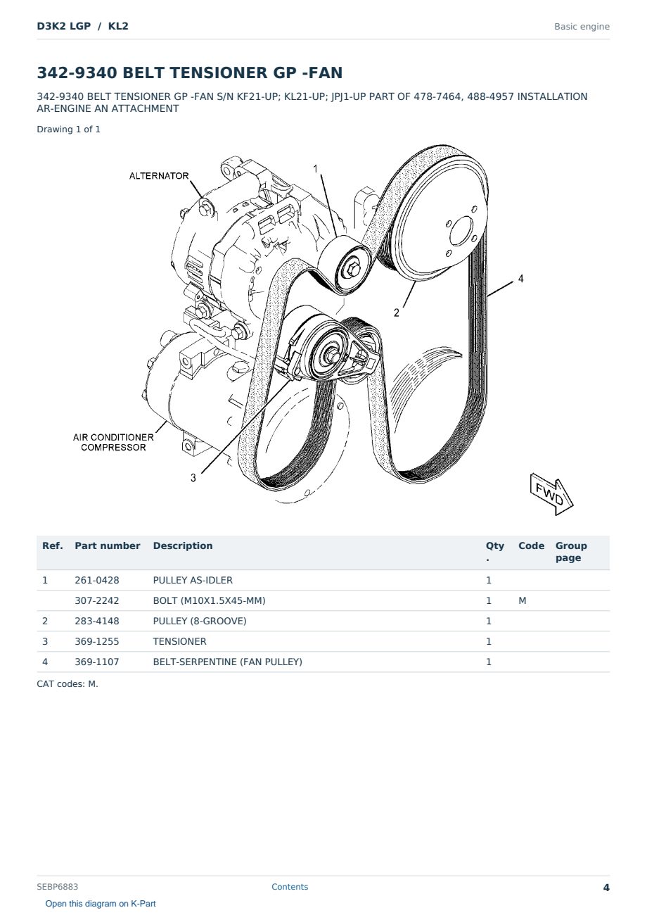 Caterpillar D3K2 LGP S/N KL2 Partsbook SEBP6883 (English) - sample page 4 of 10 Caterpillar D3K2 LGP S/N KL2 Partsbook SEBP6883 (English) - sample page 4 of 10