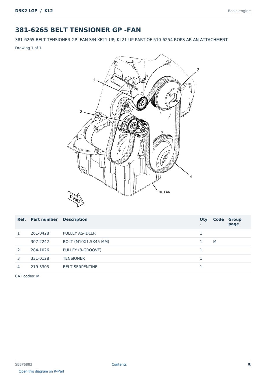 Caterpillar D3K2 LGP S/N KL2 Partsbook SEBP6883 (English) - sample page 5 of 10 Caterpillar D3K2 LGP S/N KL2 Partsbook SEBP6883 (English) - sample page 5 of 10
