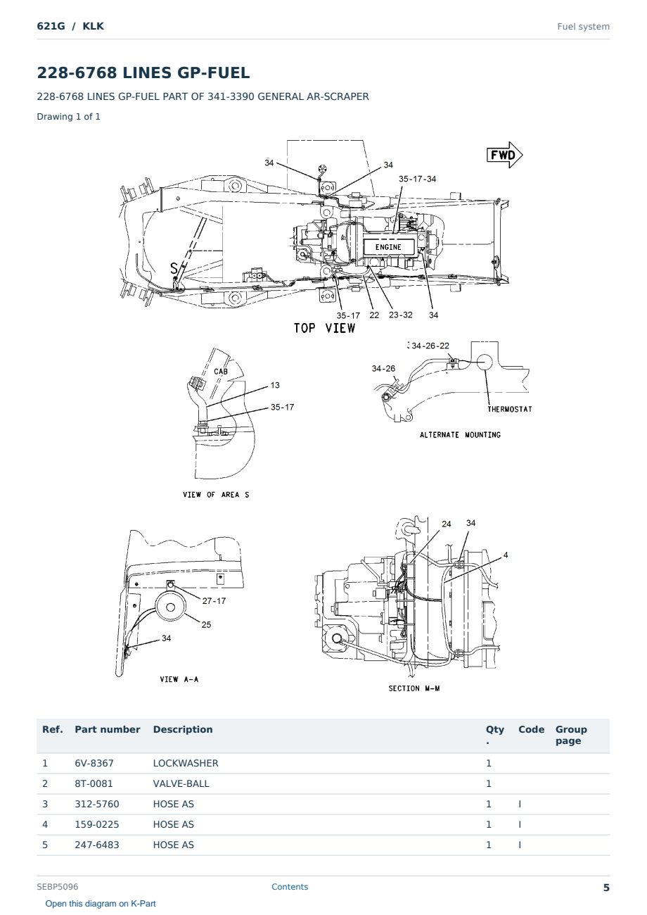 Caterpillar 621G S/N KLK Partsbook SEBP5096 (English) - sample page 5 of 10 Caterpillar 621G S/N KLK Partsbook SEBP5096 (English) - sample page 5 of 10