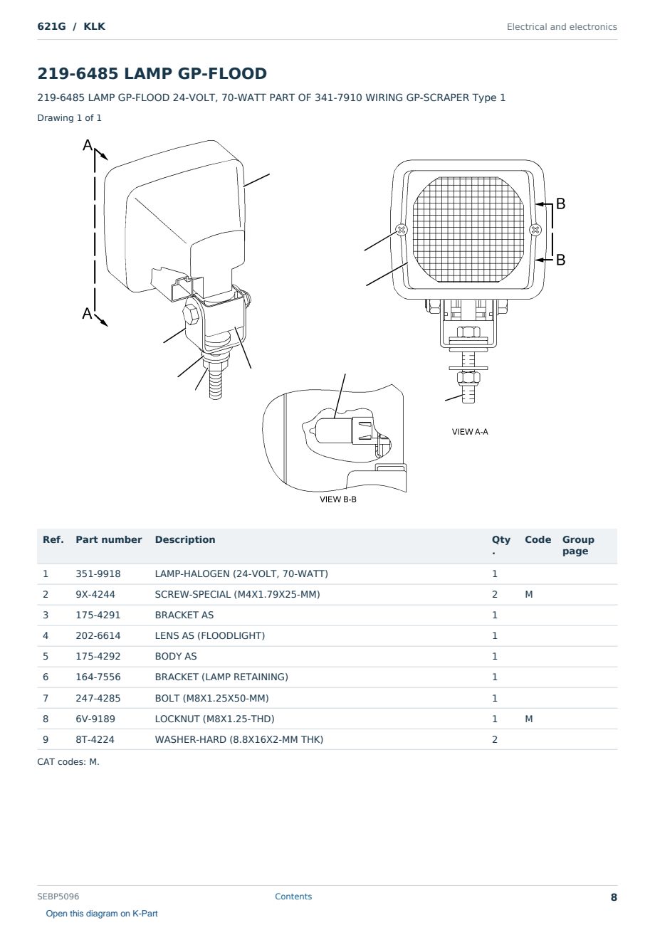 Caterpillar 621G S/N KLK Partsbook SEBP5096 (English) - sample page 8 of 10 Caterpillar 621G S/N KLK Partsbook SEBP5096 (English) - sample page 8 of 10
