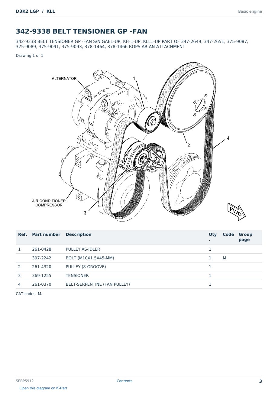 Caterpillar D3K2 LGP S/N KLL Partsbook SEBP5912 (English) - sample page 3 of 10 Caterpillar D3K2 LGP S/N KLL Partsbook SEBP5912 (English) - sample page 3 of 10
