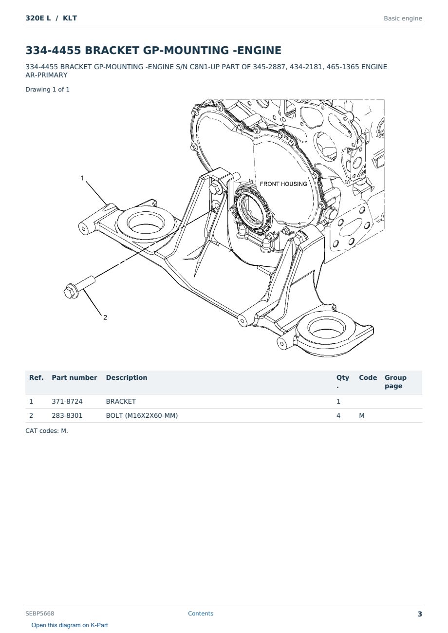 Caterpillar 320E L S/N KLT Partsbook SEBP5668 (English) - sample page 3 of 10 Caterpillar 320E L S/N KLT Partsbook SEBP5668 (English) - sample page 3 of 10