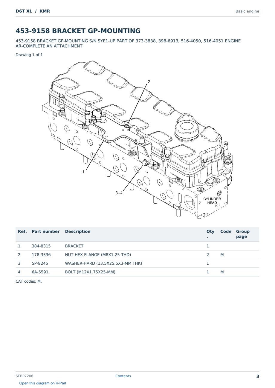 Caterpillar D6T XL S/N KMR Partsbook SEBP7206 (English) - sample page 3 of 10 Caterpillar D6T XL S/N KMR Partsbook SEBP7206 (English) - sample page 3 of 10