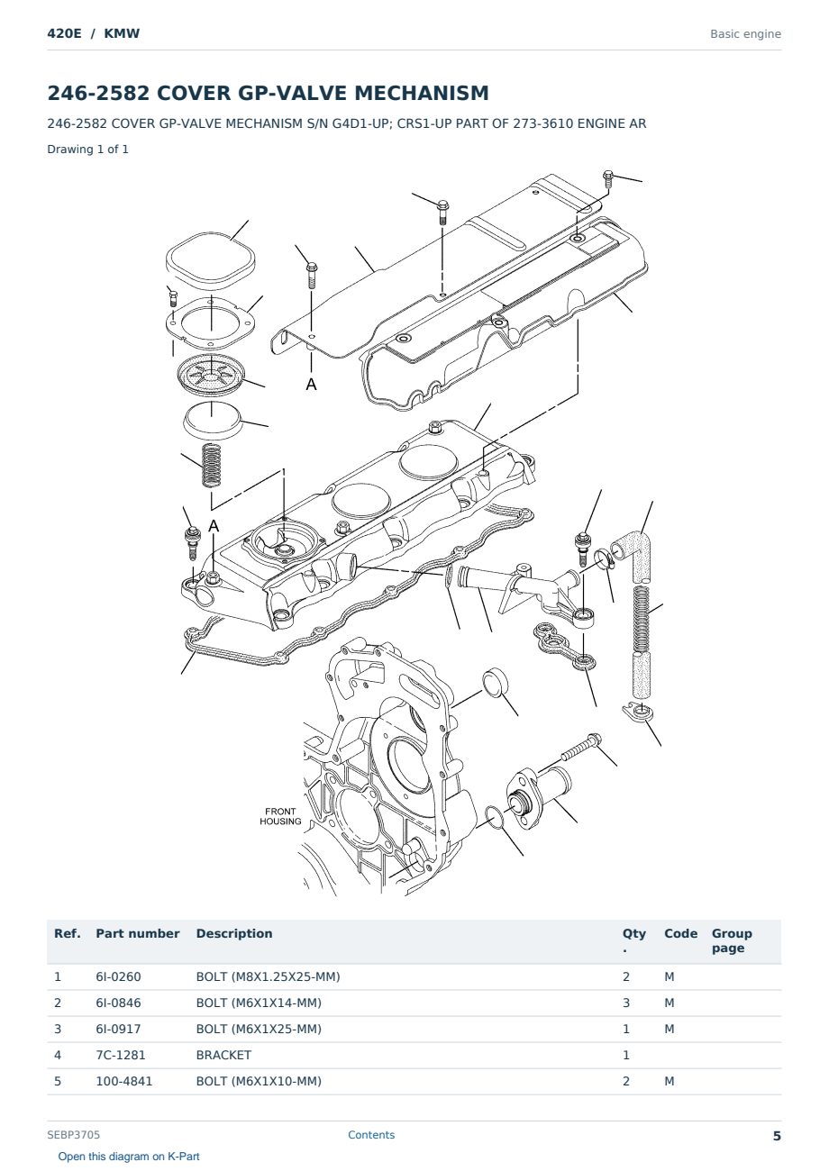 Caterpillar 420E S/N KMW Partsbook SEBP3705 (English) - sample page 5 of 10 Caterpillar 420E S/N KMW Partsbook SEBP3705 (English) - sample page 5 of 10