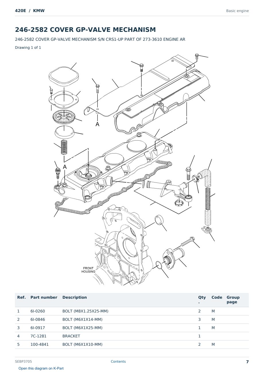 Caterpillar 420E S/N KMW Partsbook SEBP3705 (English) - sample page 7 of 10 Caterpillar 420E S/N KMW Partsbook SEBP3705 (English) - sample page 7 of 10