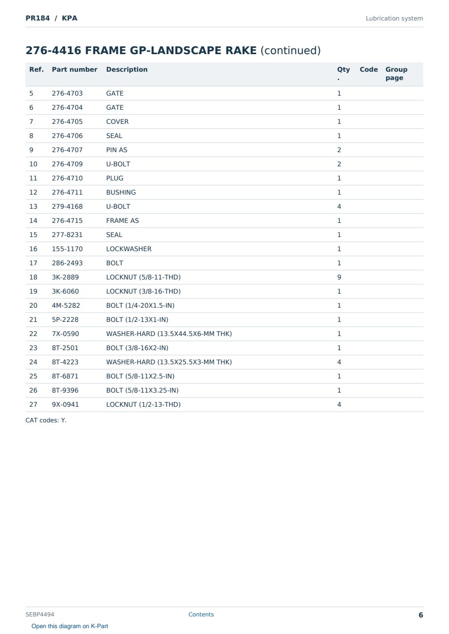 Caterpillar PR184 S/N KPA Partsbook SEBP4494 (English) - sample page 6 of 10 Caterpillar PR184 S/N KPA Partsbook SEBP4494 (English) - sample page 6 of 10