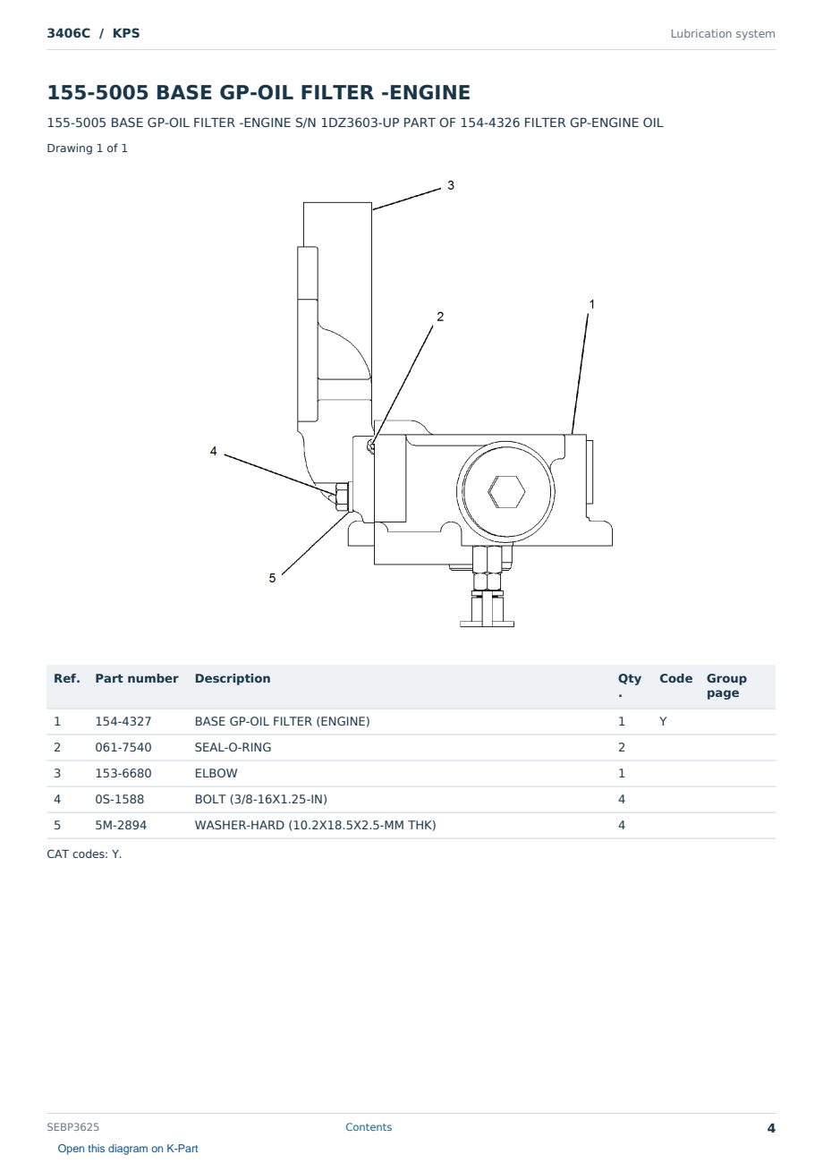 Caterpillar 3406C S/N KPS Partsbook SEBP3625 (English) - sample page 4 of 10 Caterpillar 3406C S/N KPS Partsbook SEBP3625 (English) - sample page 4 of 10