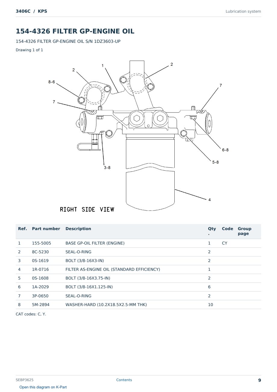 Caterpillar 3406C S/N KPS Partsbook SEBP3625 (English) - sample page 9 of 10 Caterpillar 3406C S/N KPS Partsbook SEBP3625 (English) - sample page 9 of 10