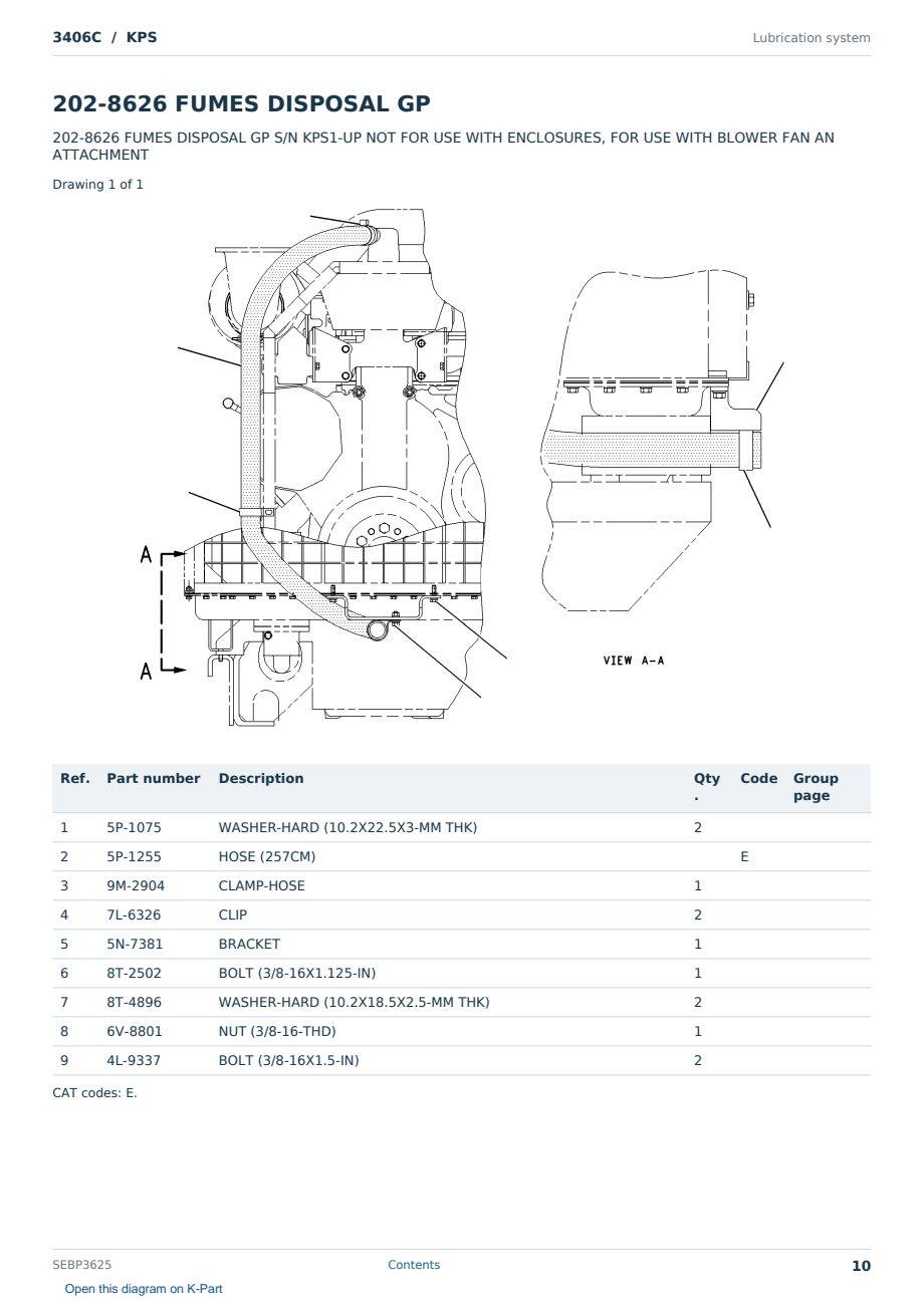 Caterpillar 3406C S/N KPS Partsbook SEBP3625 (English) - sample page 10 of 10 Caterpillar 3406C S/N KPS Partsbook SEBP3625 (English) - sample page 10 of 10