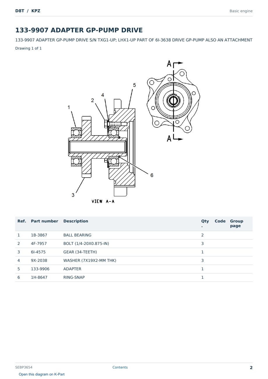 Caterpillar D8T S/N KPZ Partsbook SEBP3654 (English) - sample page 2 of 10 Caterpillar D8T S/N KPZ Partsbook SEBP3654 (English) - sample page 2 of 10