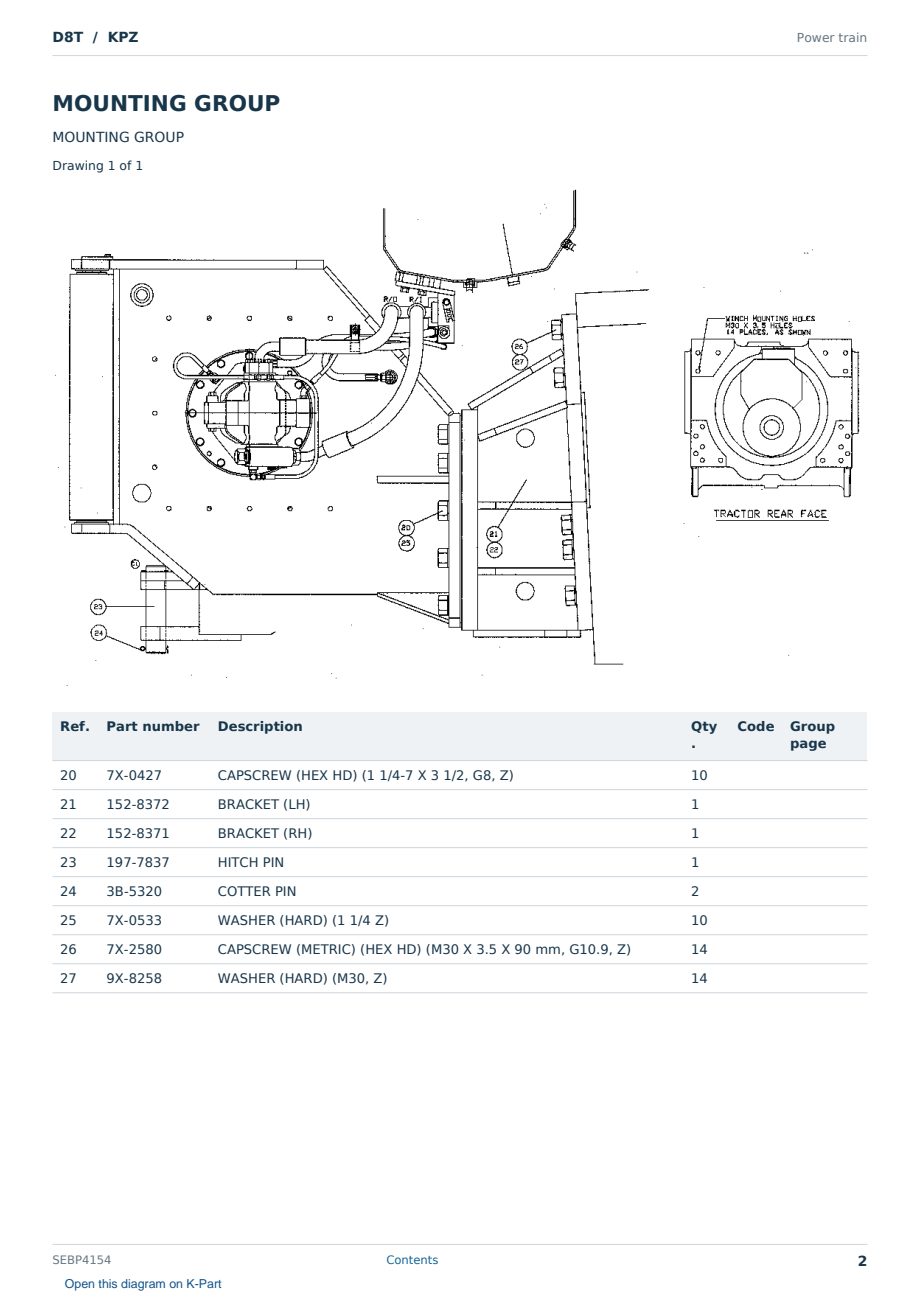 Caterpillar D8T S/N KPZ Partsbook SEBP4154 (English) - sample page 2 of 10 Caterpillar D8T S/N KPZ Partsbook SEBP4154 (English) - sample page 2 of 10