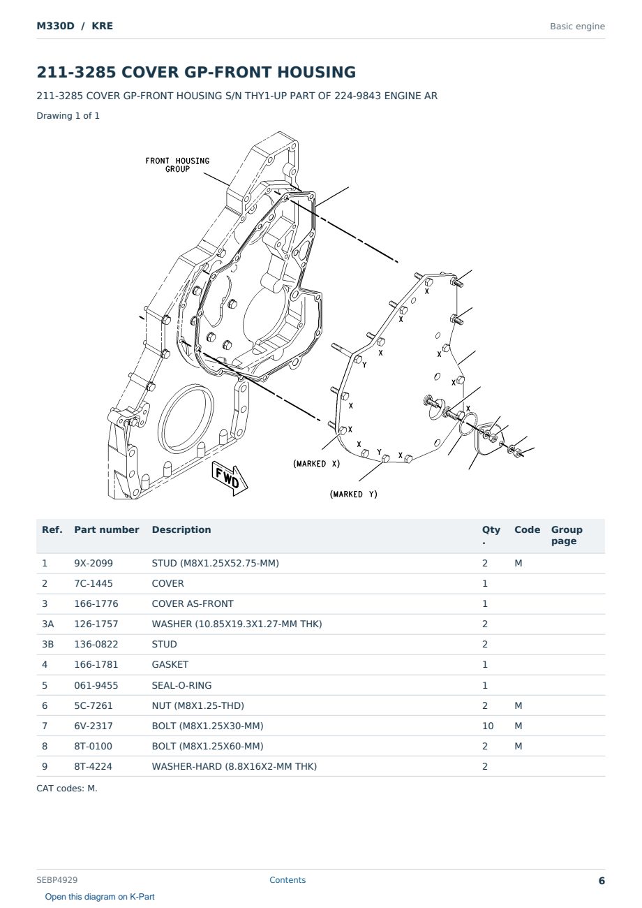 Caterpillar M330D S/N KRE Partsbook SEBP4929 (English) - sample page 6 of 10 Caterpillar M330D S/N KRE Partsbook SEBP4929 (English) - sample page 6 of 10