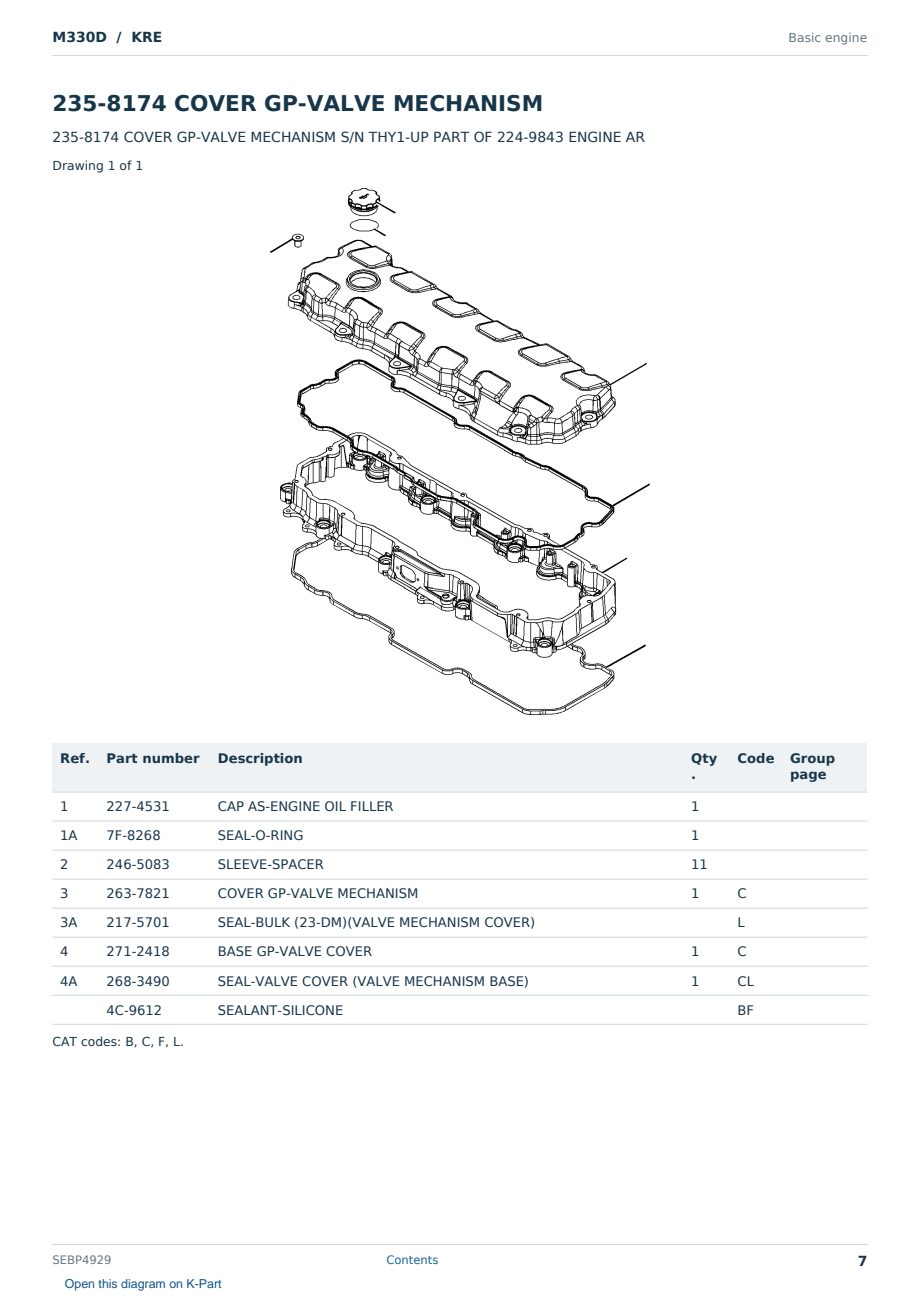 Caterpillar M330D S/N KRE Partsbook SEBP4929 (English) - sample page 7 of 10 Caterpillar M330D S/N KRE Partsbook SEBP4929 (English) - sample page 7 of 10