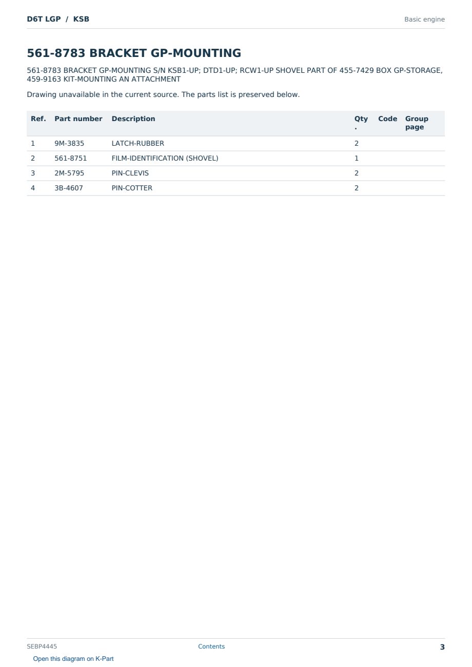 Caterpillar D6T LGP S/N KSB Partsbook SEBP4445 (English) - sample page 3 of 10 Caterpillar D6T LGP S/N KSB Partsbook SEBP4445 (English) - sample page 3 of 10