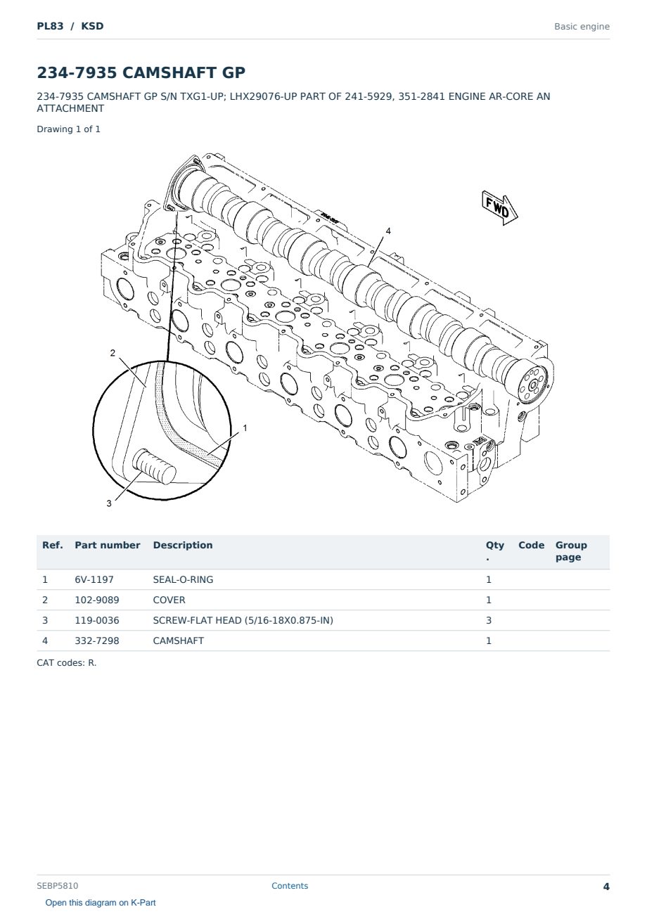 Caterpillar PL83 S/N KSD Partsbook SEBP5810 (English) - sample page 4 of 10 Caterpillar PL83 S/N KSD Partsbook SEBP5810 (English) - sample page 4 of 10
