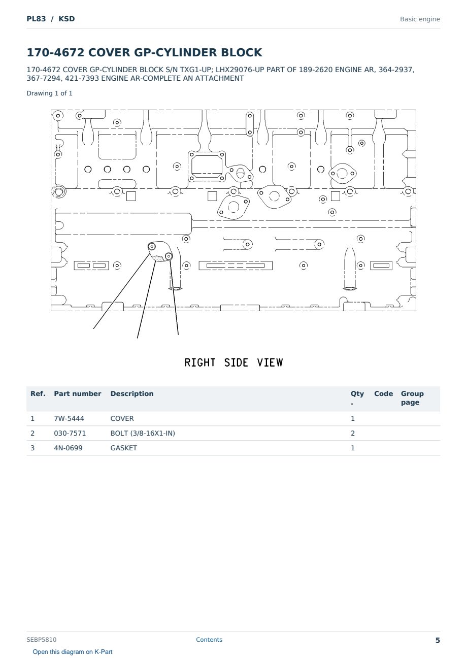 Caterpillar PL83 S/N KSD Partsbook SEBP5810 (English) - sample page 5 of 10 Caterpillar PL83 S/N KSD Partsbook SEBP5810 (English) - sample page 5 of 10