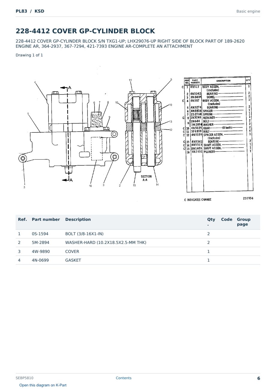 Caterpillar PL83 S/N KSD Partsbook SEBP5810 (English) - sample page 6 of 10 Caterpillar PL83 S/N KSD Partsbook SEBP5810 (English) - sample page 6 of 10