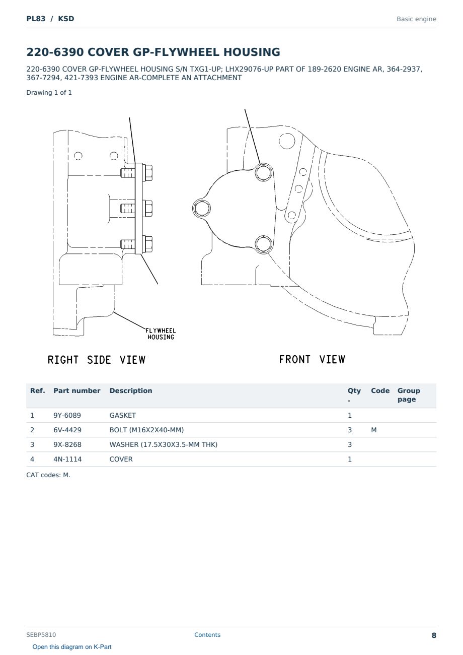 Caterpillar PL83 S/N KSD Partsbook SEBP5810 (English) - sample page 8 of 10 Caterpillar PL83 S/N KSD Partsbook SEBP5810 (English) - sample page 8 of 10