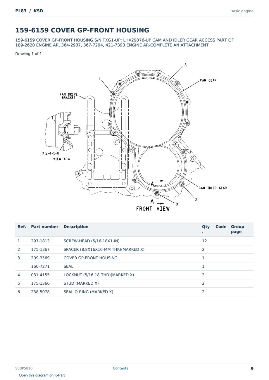 Caterpillar PL83 S/N KSD Partsbook SEBP5810 (English) - sample page 9 of 10 Caterpillar PL83 S/N KSD Partsbook SEBP5810 (English) - sample page 9 of 10