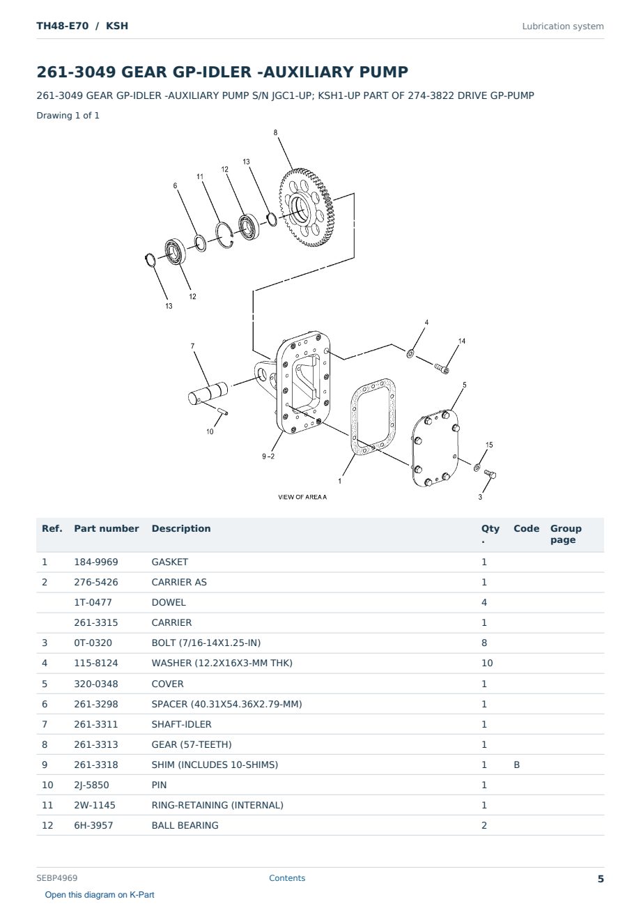 Caterpillar TH48-E70 S/N KSH Partsbook SEBP4969 (English) - sample page 5 of 10 Caterpillar TH48-E70 S/N KSH Partsbook SEBP4969 (English) - sample page 5 of 10