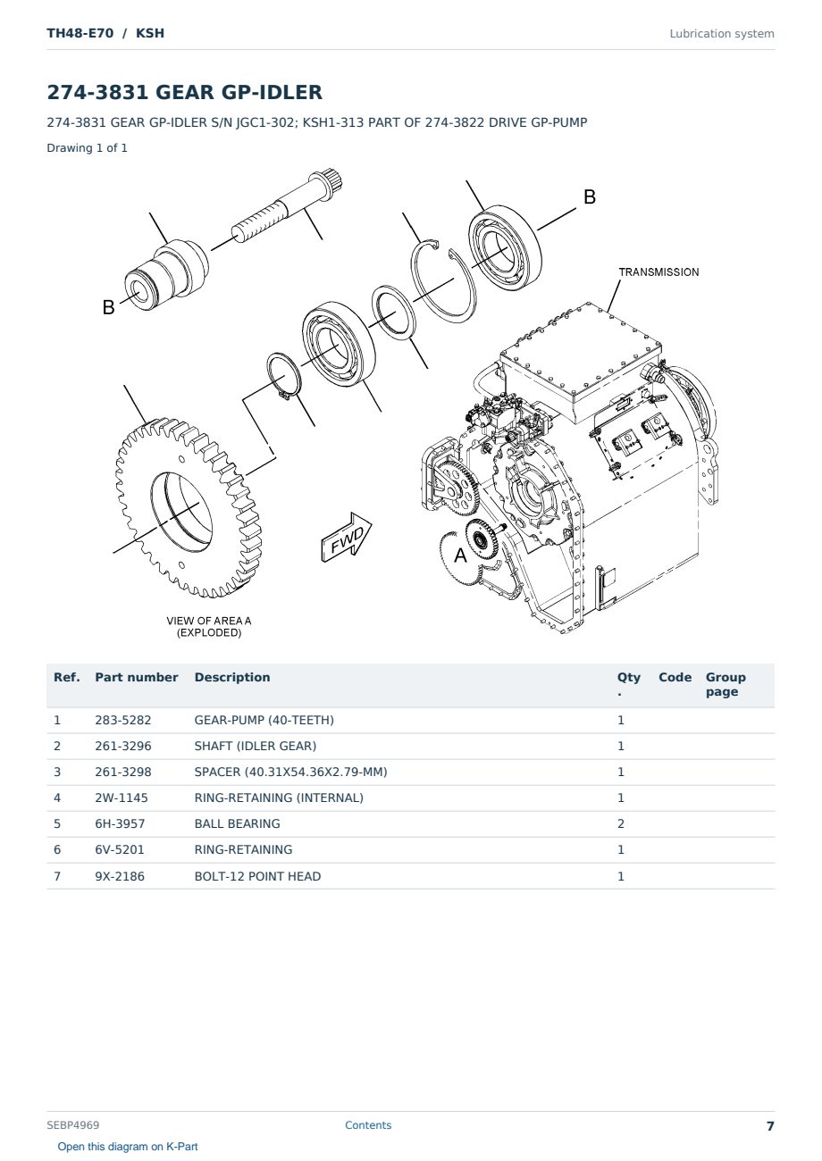 Caterpillar TH48-E70 S/N KSH Partsbook SEBP4969 (English) - sample page 7 of 10 Caterpillar TH48-E70 S/N KSH Partsbook SEBP4969 (English) - sample page 7 of 10