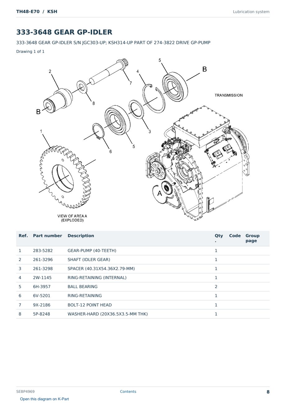 Caterpillar TH48-E70 S/N KSH Partsbook SEBP4969 (English) - sample page 8 of 10 Caterpillar TH48-E70 S/N KSH Partsbook SEBP4969 (English) - sample page 8 of 10