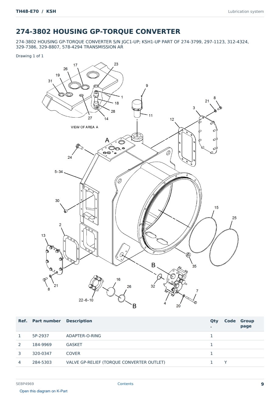 Caterpillar TH48-E70 S/N KSH Partsbook SEBP4969 (English) - sample page 9 of 10 Caterpillar TH48-E70 S/N KSH Partsbook SEBP4969 (English) - sample page 9 of 10