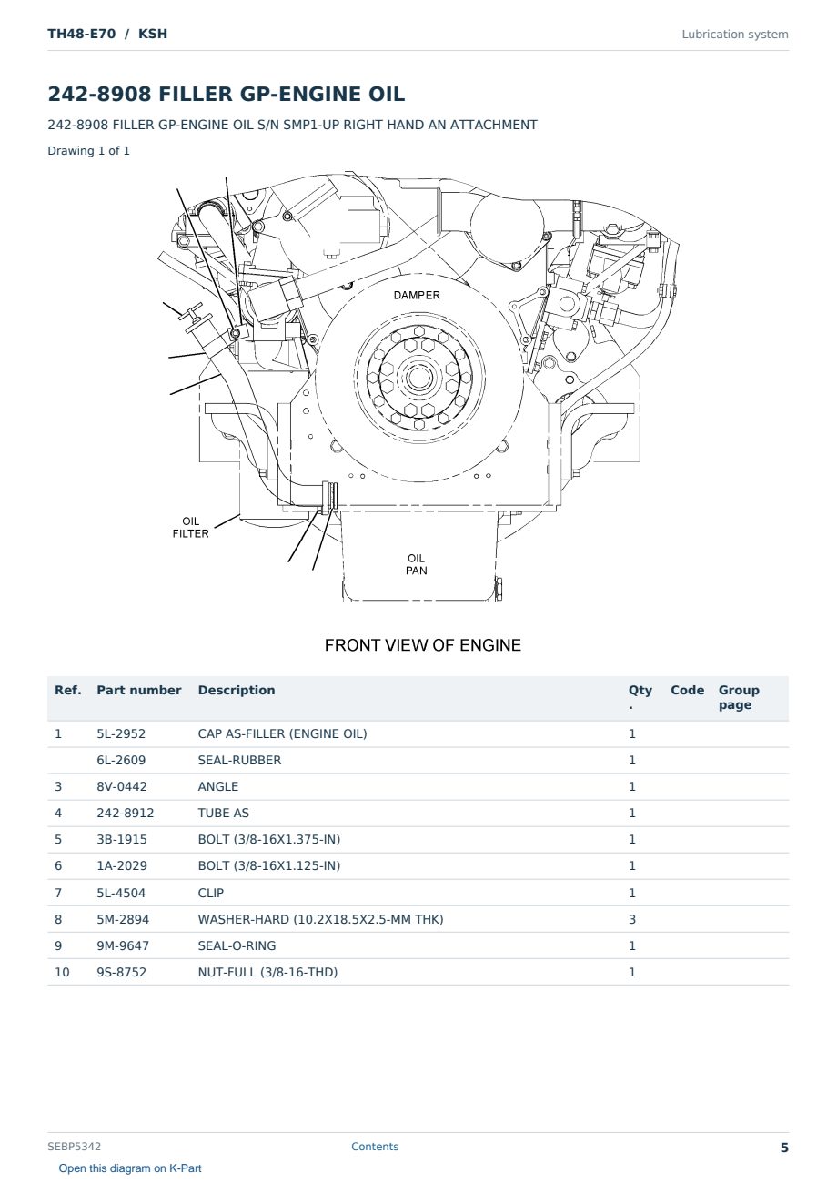 Caterpillar TH48-E70 S/N KSH Partsbook SEBP5342 (English) - sample page 5 of 10 Caterpillar TH48-E70 S/N KSH Partsbook SEBP5342 (English) - sample page 5 of 10