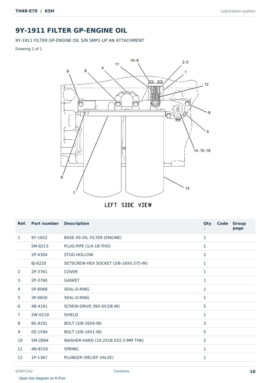 Caterpillar TH48-E70 S/N KSH Partsbook SEBP5342 (English) - sample page 10 of 10 Caterpillar TH48-E70 S/N KSH Partsbook SEBP5342 (English) - sample page 10 of 10