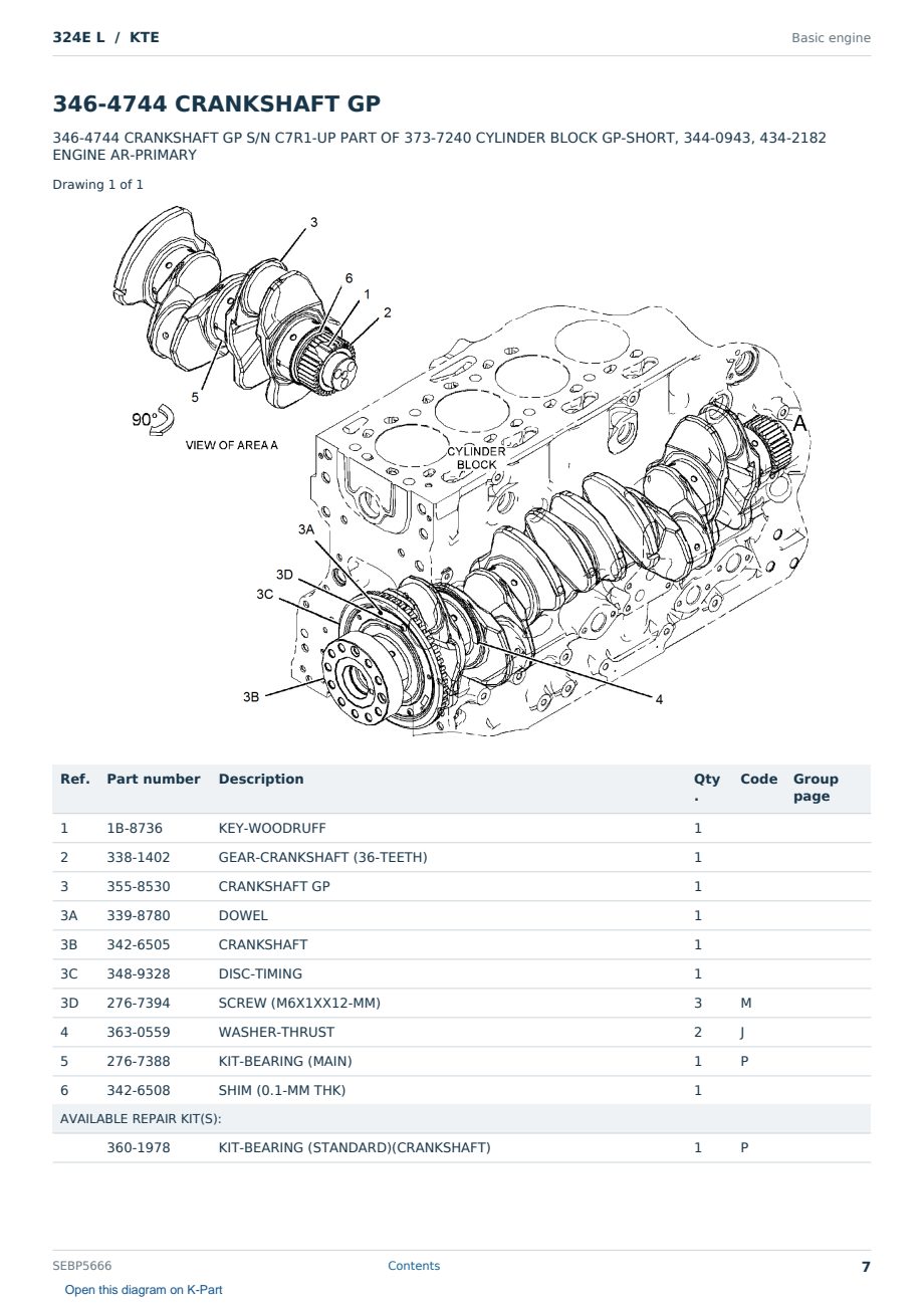 Caterpillar 324E L S/N KTE Partsbook SEBP5666 (English) - sample page 7 of 10 Caterpillar 324E L S/N KTE Partsbook SEBP5666 (English) - sample page 7 of 10