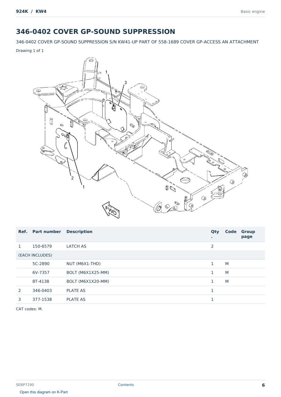 Caterpillar 924K S/N KW4 Partsbook SEBP7190 (English) - sample page 6 of 10 Caterpillar 924K S/N KW4 Partsbook SEBP7190 (English) - sample page 6 of 10