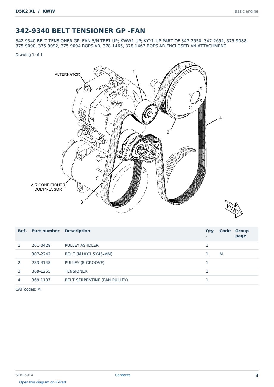 Caterpillar D5K2 XL S/N KWW Partsbook SEBP5914 (English) - sample page 3 of 10 Caterpillar D5K2 XL S/N KWW Partsbook SEBP5914 (English) - sample page 3 of 10