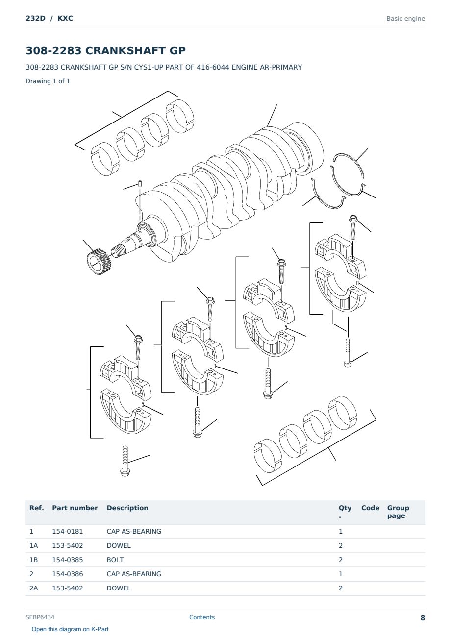 Caterpillar 232D S/N KXC Partsbook SEBP6434 (English) - sample page 8 of 10 Caterpillar 232D S/N KXC Partsbook SEBP6434 (English) - sample page 8 of 10