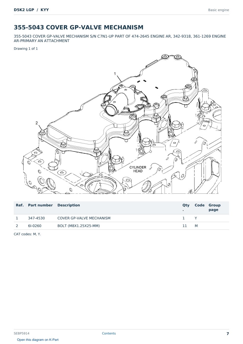 Caterpillar D5K2 LGP S/N KYY Partsbook SEBP5914 (English) - sample page 7 of 10 Caterpillar D5K2 LGP S/N KYY Partsbook SEBP5914 (English) - sample page 7 of 10