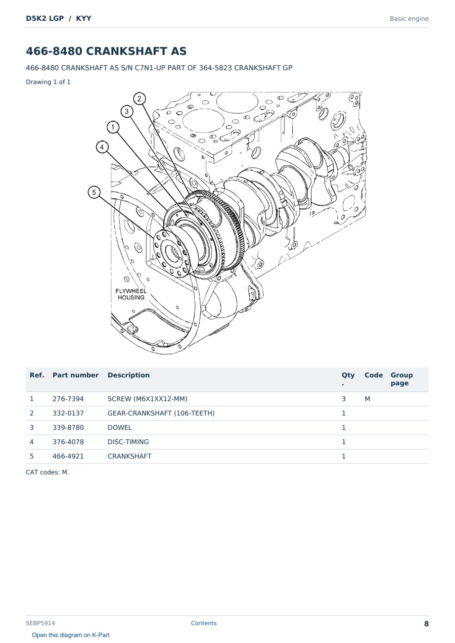 Caterpillar D5K2 LGP S/N KYY Partsbook SEBP5914 (English) - sample page 8 of 10 Caterpillar D5K2 LGP S/N KYY Partsbook SEBP5914 (English) - sample page 8 of 10